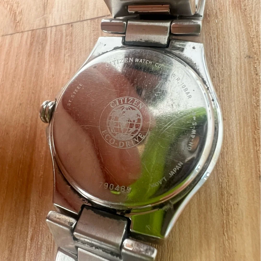 Citizen eco-drive ladies silver tone diamond solar dress watch